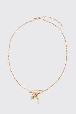 boohooMAN Mixed Pendant Loop Chain Necklace In | UK| Jewellery & Watches