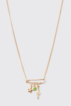 boohooMAN Mixed Pendant Loop Chain Necklace In | UK| Jewellery & Watches