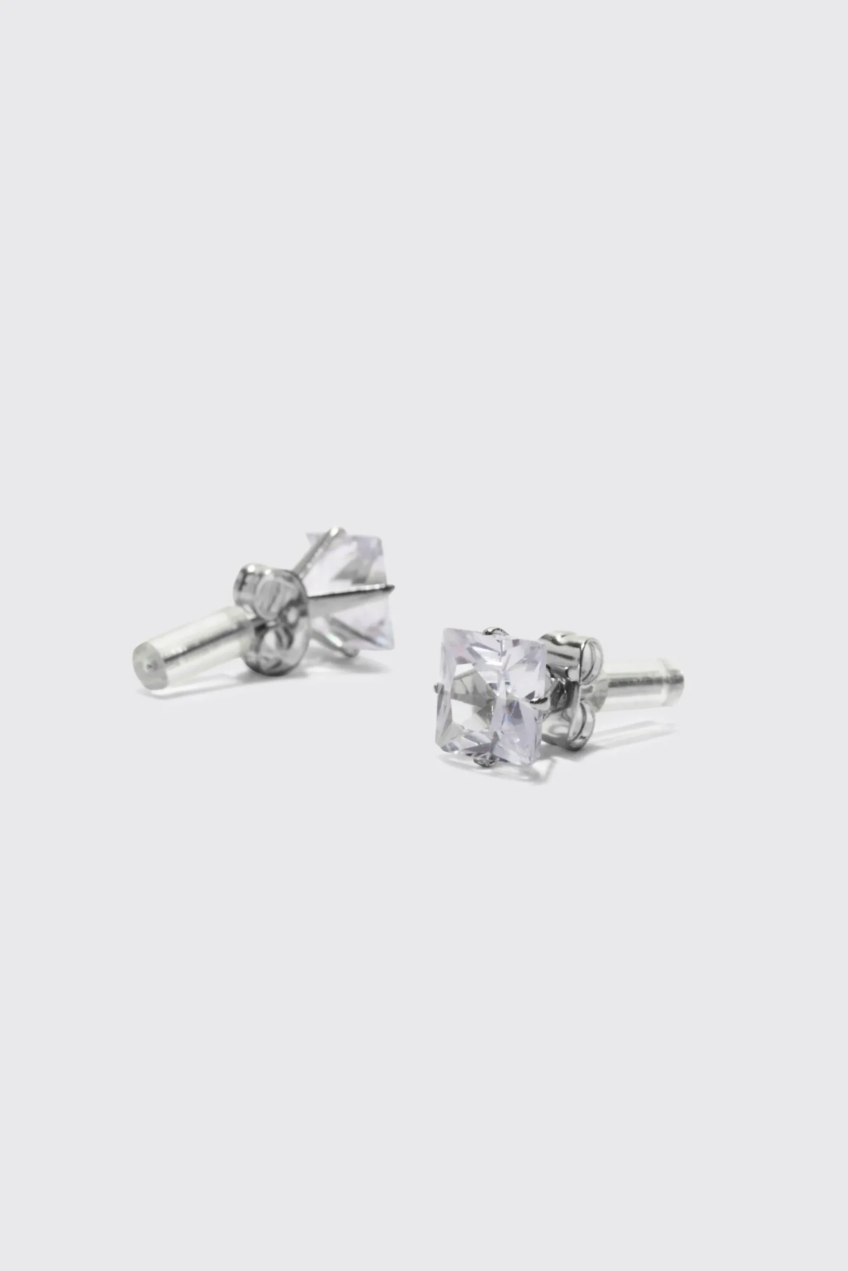 boohooMAN 8mm Square Stud Diamante Earrings | UK| Jewellery & Watches