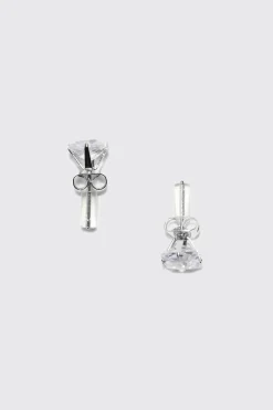 boohooMAN 8mm Square Stud Diamante Earrings | UK| Jewellery & Watches