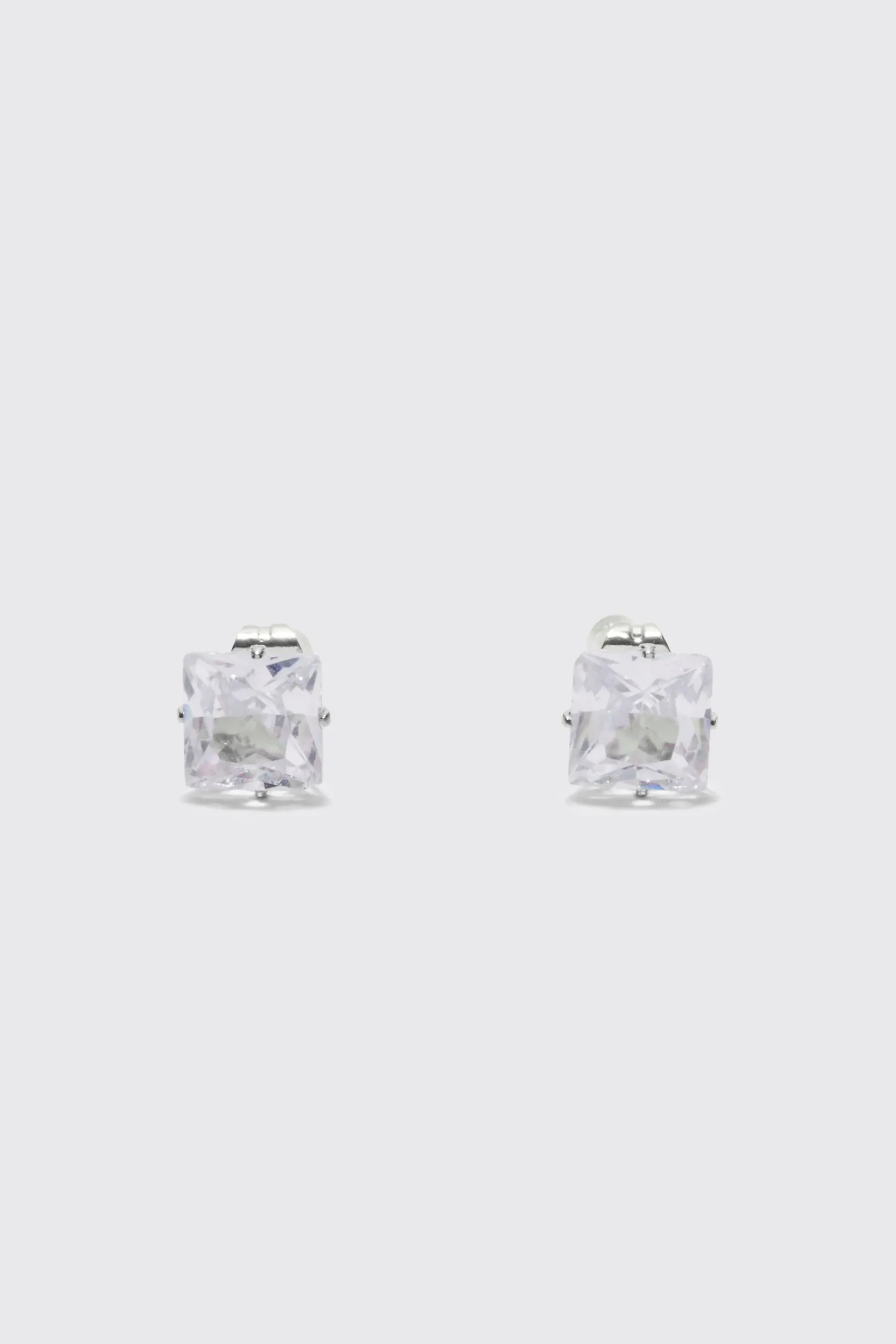 boohooMAN 8mm Square Stud Diamante Earrings | UK| Jewellery & Watches