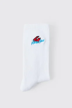 boohooMAN Moto 4 Racing Series Embroidered Socks | UK| Underwear & Socks|Underwear & Socks