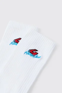 boohooMAN Moto 4 Racing Series Embroidered Socks | UK| Underwear & Socks|Underwear & Socks