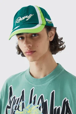 boohooMAN Moto Badge Washed Cap | UK| Hats & Caps