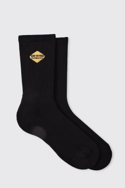 boohooMAN Moto BHMS Embroidered Socks | UK| Underwear & Socks|Underwear & Socks