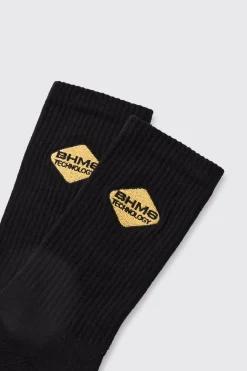boohooMAN Moto BHMS Embroidered Socks | UK| Underwear & Socks|Underwear & Socks