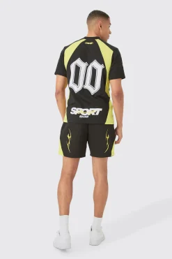 boohooMAN Moto Puff Print T-shirt & Short Set | UK| Sets & Co-Ords|Tracksuits