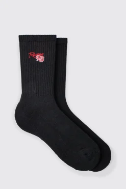 boohooMAN Moto Racing 98 Embroidered Socks | UK| Underwear & Socks|Underwear & Socks
