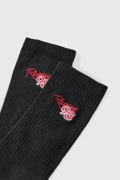 boohooMAN Moto Racing 98 Embroidered Socks | UK| Underwear & Socks|Underwear & Socks