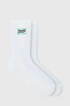 boohooMAN Moto Racing League Embroidered Socks | UK| Underwear & Socks|Underwear & Socks