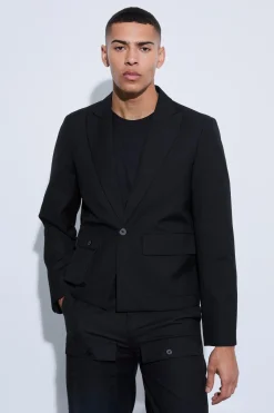 boohooMAN Multi Cargo Pocket Boxy Crop Blazer | UK| Suits & Tailoring