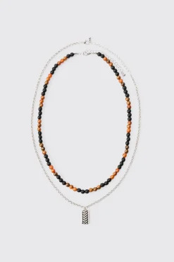 boohooMAN Multi Layer Dog Tag Pendant Necklace | UK| Jewellery & Watches