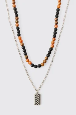 boohooMAN Multi Layer Dog Tag Pendant Necklace | UK| Jewellery & Watches