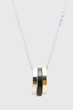 boohooMAN Multi Ring Detail Pendant Necklace | UK| Jewellery & Watches