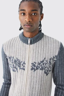 boohooMAN Muscle Fit 2 Tone Rib Extended Neck Jumper | UK| Knitwear