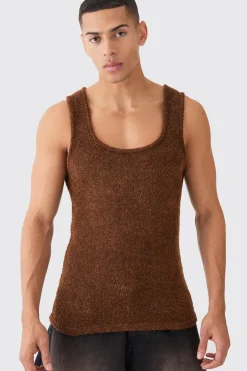 boohooMAN Muscle Fit Boucle Textured Knitted Vest | UK| Knitwear