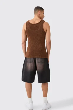 boohooMAN Muscle Fit Boucle Textured Knitted Vest | UK| Knitwear