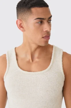 Muscle Fit Boucle Textured Knitted Vest | UK^boohooMAN Online