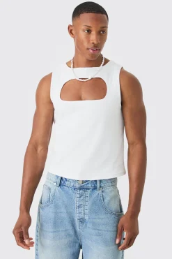 Muscle Fit Cut Out Interlock Vest | UK^boohooMAN Hot