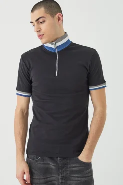 Muscle Fit Funnel Tape Polo | UK^boohooMAN Discount