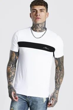 Muscle Fit Man Signature Colour Block T-shirt | UK^boohooMAN Best
