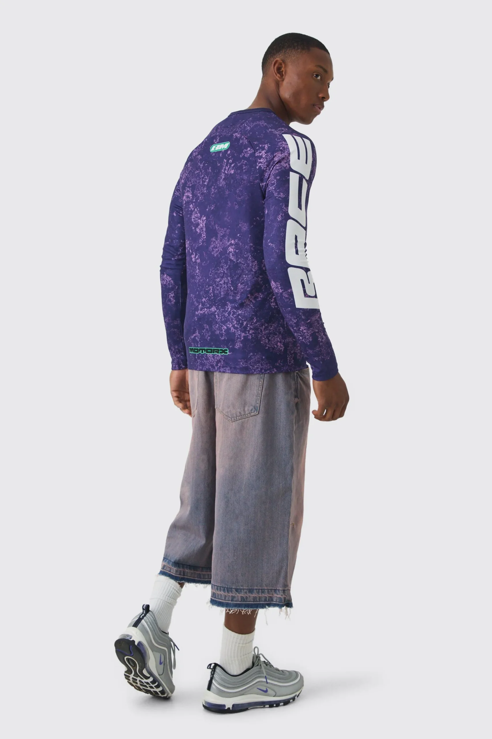 Muscle Fit Motorsport BHM Printed Long Sleeve Top | UK^boohooMAN Best