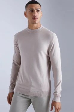boohooMAN Muscle Fit Ribbed Extended Neck Jumper | UK| Knitwear