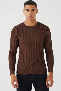 boohooMAN Muscle Fit Ribbed Long Sleeve Jumper | UK| Knitwear