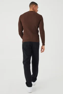boohooMAN Muscle Fit Ribbed Long Sleeve Jumper | UK| Knitwear