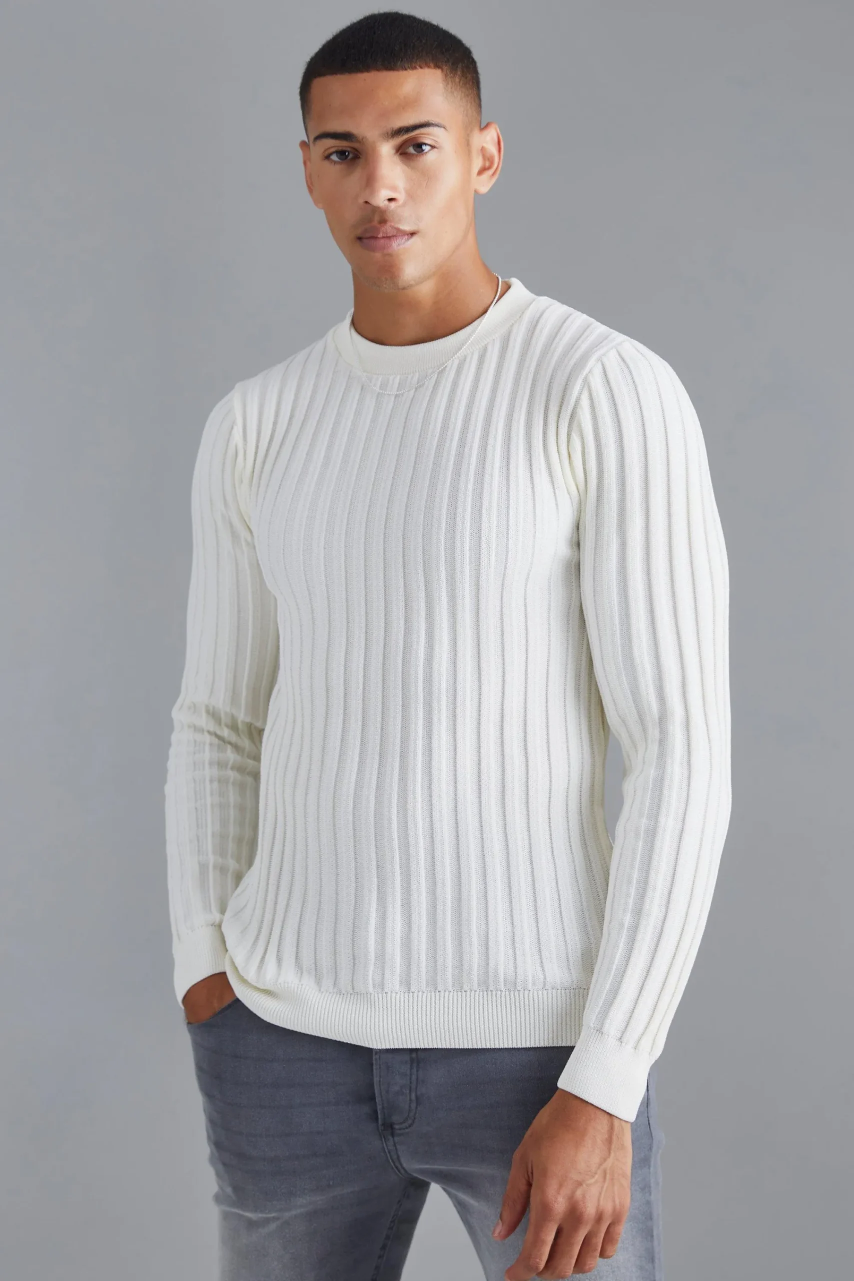 boohooMAN Muscle Fit Ribbed Long Sleeve Jumper | UK| Knitwear