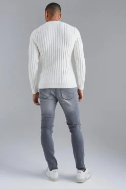 boohooMAN Muscle Fit Ribbed Long Sleeve Jumper | UK| Knitwear
