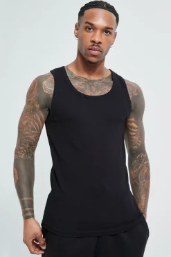 Muscle Fit Ribbed Vest | UK^boohooMAN Hot