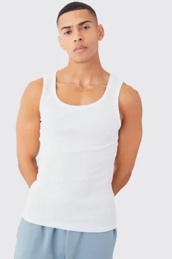 Muscle Fit Ribbed Vest | UK^boohooMAN Clearance