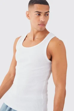 Muscle Fit Ribbed Vest | UK^boohooMAN Clearance