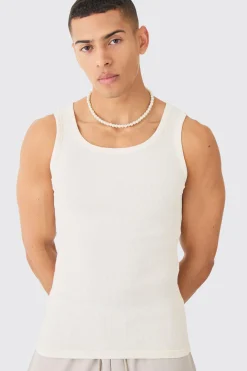 Muscle Fit Ribbed Vest | UK^boohooMAN Outlet