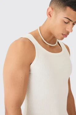 Muscle Fit Ribbed Vest | UK^boohooMAN Outlet