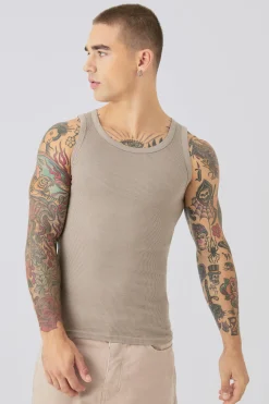 Muscle Fit Ribbed Vest | UK^boohooMAN Clearance