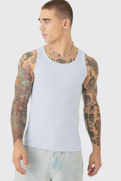 Muscle Fit Ribbed Vest | UK^boohooMAN Outlet