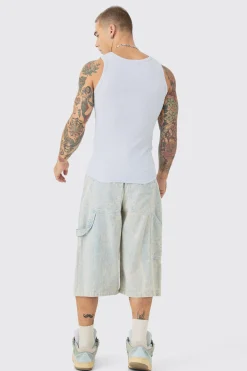 Muscle Fit Ribbed Vest | UK^boohooMAN Outlet