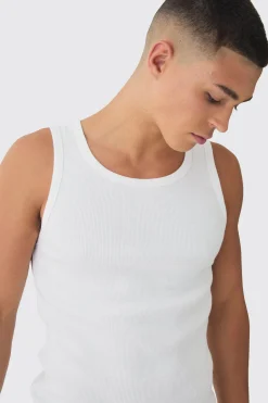 Muscle Fit Ribbed Vest | UK^boohooMAN