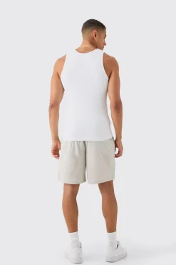 boohooMAN Muscle Fit Ribbed Vest & Mesh Basketball Shorts Set | UK| Tracksuits