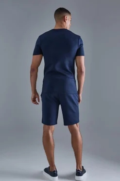 boohooMAN Muscle Fit Scuba T-shirt & Short Set | UK| Sets & Co-Ords|Tracksuits