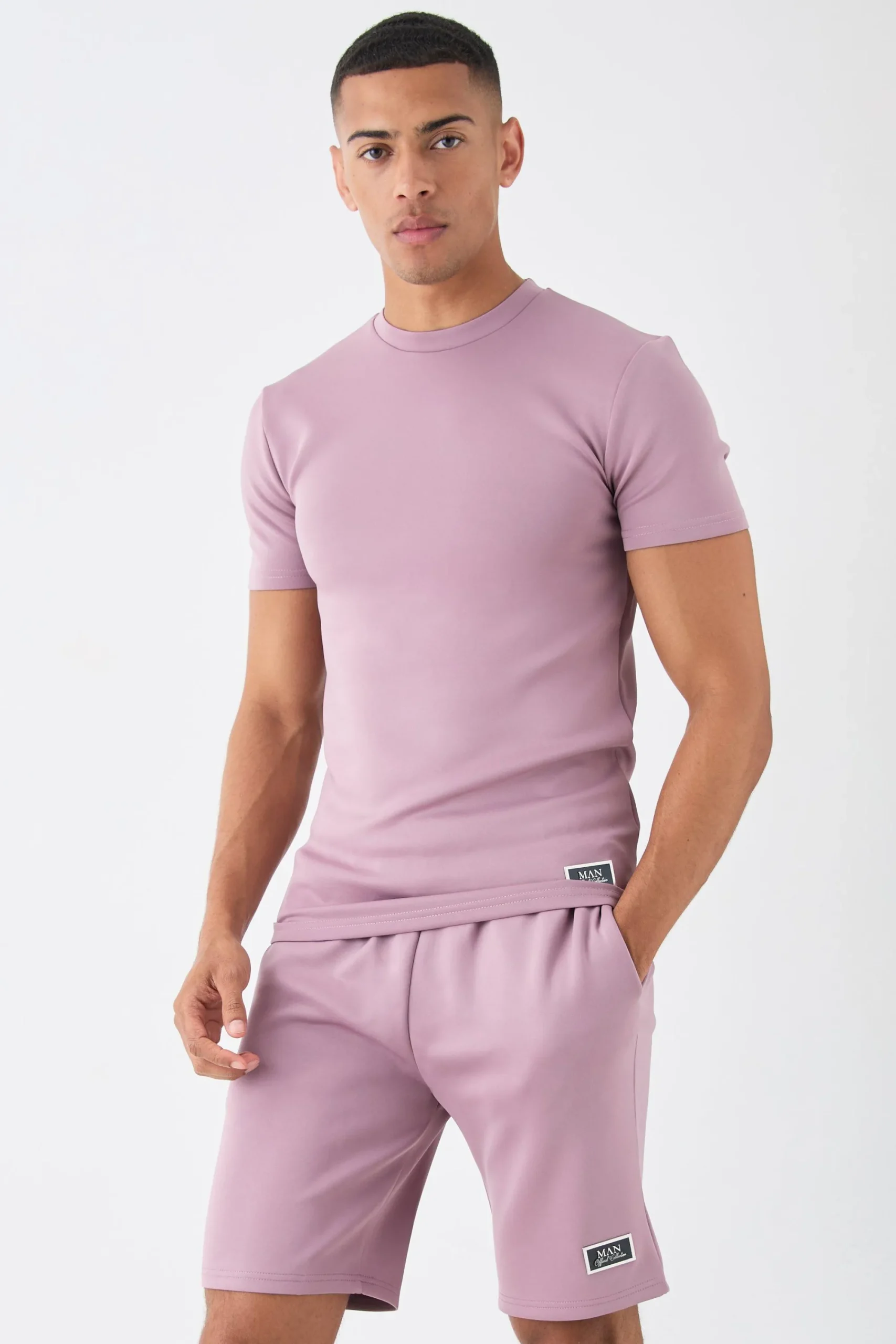 boohooMAN Muscle Fit Scuba T-shirt & Short Set | UK| Sets & Co-Ords|Tracksuits