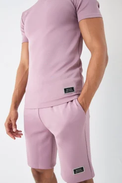 boohooMAN Muscle Fit Scuba T-shirt & Short Set | UK| Sets & Co-Ords|Tracksuits