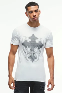 Muscle Gothic Cross Print T-Shirt | UK^boohooMAN Online