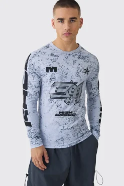 Muscle Motorsport BHM Printed Long Sleeve Top | UK^boohooMAN Clearance