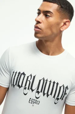 Muscle Worldwide Print T-Shirt | UK^boohooMAN Clearance