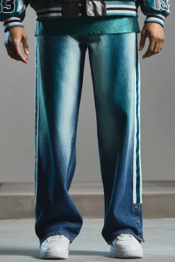 boohooMAN Nfl Eagles Baggy Rigid Popper Hem Tinted Jeans | UK| Jeans