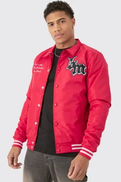 boohooMAN Nylon Bm Badge Colla Varsity Bomber In | UK| Coats & Jackets