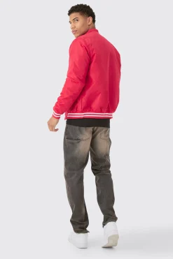 boohooMAN Nylon Bm Badge Colla Varsity Bomber In | UK| Coats & Jackets